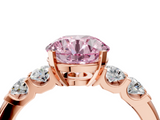 Rose gold Fancy Pink Round  Brilliant Cut Diamond Five-Stone Prong Set Engagement Ring with Channel Band_4
