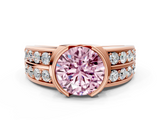 Rose gold Fancy Pink Round  Brilliant Diamond Channel Set Wide Band Ring with Bezel Setting