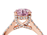 Rose gold Fancy Pink Round  Brilliant Diamond Solitaire with Pavé Band and Four-Prong Setting 5