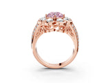Rose gold Fancy Pink Round  Brilliant Flower Halo Diamond Split Shank Ring_108