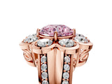 Rose gold Fancy Pink Round  Brilliant Flower Halo Diamond Split Shank Ring_110