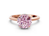 Rose gold Fancy Pink Round  Brilliant Solitaire Engagement Ring with Six-Prong Setting and Classic Band