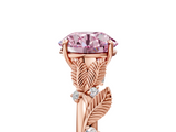 Rose gold Fancy Pink Round  Brilliant Solitaire with Leaf Motif Band and Four-Prong Setting_38