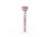 Rose gold Fancy Pink Round  Brilliant Solitaire with Pavé Band and Four-Prong Setting_18