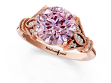 Rose gold Fancy Pink Round  Brilliant Solitaire with Pave Band and Four-Prong Setting_1