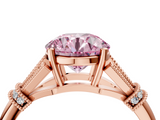 Rose gold Fancy Pink Round  Brilliant Solitaire with Pave Band and Four-Prong Setting_4