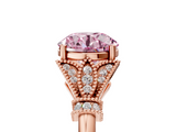 Rose gold Fancy Pink Round  Brilliant Solitaire with Pave Band and Four-Prong Setting_5