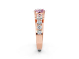 Rose gold Fancy Pink Round  Brilliant Solitaire with Side Stones on a Pave Band and Four-Prong Setting_14