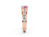 Rose gold Fancy Pink Round  Brilliant Solitaire with Side Stones on a Pave Band and Four-Prong Setting_26