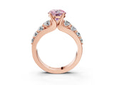 Rose gold Fancy Pink Round  Brilliant Solitaire with Side Stones on a Pave Band and Four-Prong Setting_27