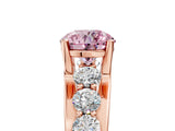 Rose gold Fancy Pink Round  Brilliant Solitaire with Side Stones on a Pave Band and Four-Prong Setting_29