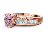 Rose gold Fancy Pink Round  Brilliant Solitaire with Side Stones on a Pave Band and Four-Prong Setting_65