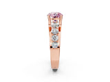 Rose gold Fancy Pink Round  Brilliant Solitaire with Side Stones on a Pave Band and Four-Prong Setting_67