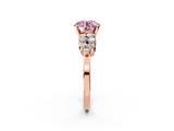 Rose gold Fancy Pink Round  Cluster Diamond Engagement Ring with Pavé Band and Four-Prong Setting_2