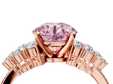 Rose gold Fancy Pink Round  Cluster Diamond Engagement Ring with Pavé Band and Four-Prong Setting_4