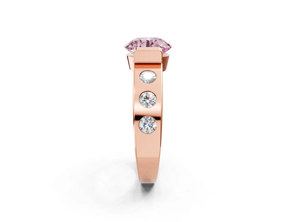 Rose Gold Round Tension Style Engagement Ring Setting for Fancy Pink Center