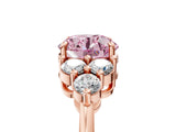 Rose gold Fancy Pink Round Cut Brilliant Diamond Cluster Accent Solitaire Ring with Prong Setting_5