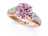Rose gold Fancy Pink Round Cut Brilliant Diamond Pavé Band with Six-Prong Setting_1
