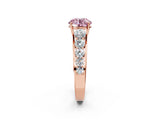 Rose gold Fancy Pink Round Cut Brilliant Diamond Pavé Band with Six-Prong Setting_14