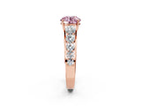 Rose gold Fancy Pink Round Cut Brilliant Diamond Pavé Band with Six-Prong Setting_2