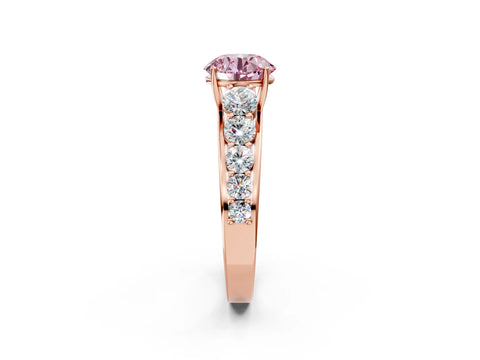 Rose gold Fancy Pink Round Cut Brilliant Diamond Pavé Band with Six-Prong Setting_2