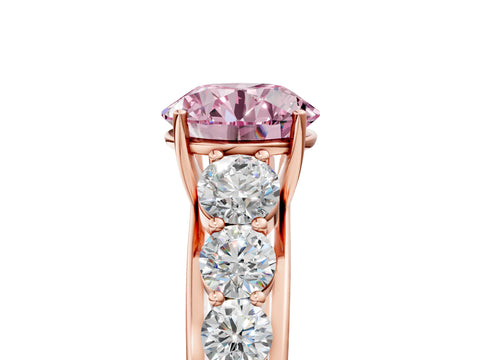 Rose gold Fancy Pink Round Cut Brilliant Diamond Pavé Band with Six-Prong Setting_5
