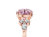 Rose gold Fancy Pink Round Cut Brilliant Diamond Solitaire Ring with Pear Side Stones and Four-Prong Setting_8
