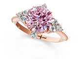 Rose gold Fancy Pink Round Cut Brilliant Diamond with Cluster Setting on a Beaded Band and Four-Prong Setting_1
