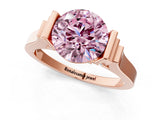 Rose gold Fancy Pink Round Cut Brilliant Solitaire Diamond Ring with Channel Set Band and Bar Prong Setting_1