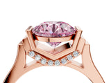 Rose gold Fancy Pink Round Cut Brilliant Solitaire Diamond Ring with Channel Set Band and Bar Prong Setting_4
