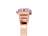 Rose gold Fancy Pink Round Cut Brilliant Solitaire Diamond Ring with Channel Set Band and Bar Prong Setting_5