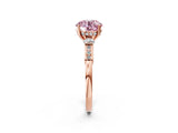 Rose gold Fancy Pink Round Cut Brilliant Three-Stone Pave Band with Four-Prong Setting_2