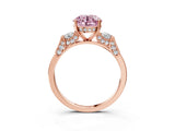 Rose gold Fancy Pink Round Cut Brilliant Three-Stone Pave Band with Four-Prong Setting_3