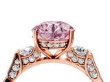Rose gold Fancy Pink Round Cut Brilliant Three-Stone Pave Band with Four-Prong Setting_4