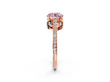 Rose gold Fancy Pink Round  Cut Cathedral Pave Diamond Engagement Ring with Six-Prong Setting_37