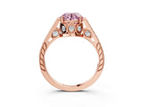 Rose gold Fancy Pink Round  Cut Cathedral Pave Diamond Engagement Ring with Six-Prong Setting_38