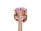 Rose gold Fancy Pink Round  Cut Cathedral Pave Diamond Engagement Ring with Six-Prong Setting_40