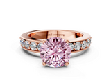 Rose gold Fancy Pink Round  Cut Channel Set Diamond Engagement Ring with Four-Prong Setting