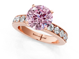 Rose gold Fancy Pink Round  Cut Channel Set Diamond Engagement Ring with Four-Prong Setting_1
