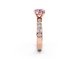 Rose gold Fancy Pink Round  Cut Channel Set Diamond Engagement Ring with Four-Prong Setting_2