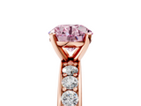 Rose gold Fancy Pink Round  Cut Channel Set Diamond Engagement Ring with Four-Prong Setting_5