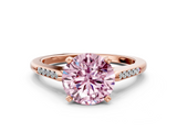 Rose gold Fancy Pink Round  Cut Channel Set Solitaire Engagement Ring with Four-Prong Setting