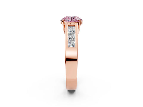 Rose gold Fancy Pink Round Cut Cut Channel Set Solitaire Ring with Four-Prong Setting_2