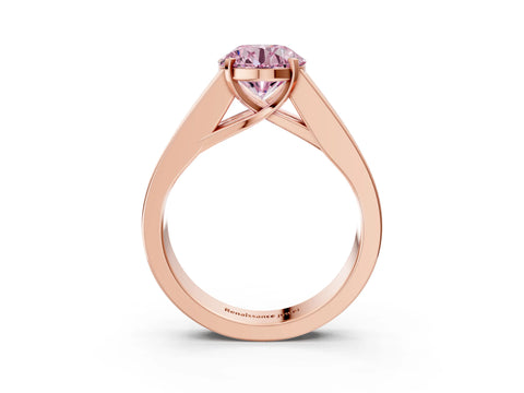 Rose gold Fancy Pink Round Cut Cut Channel Set Solitaire Ring with Four-Prong Setting_3