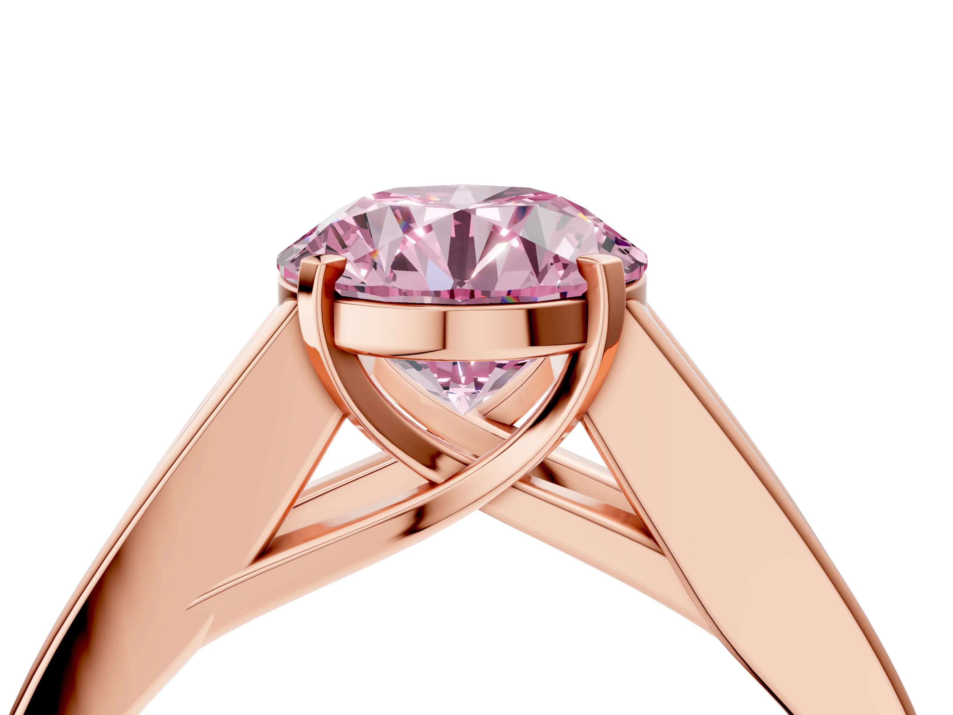 Rose gold Fancy Pink Round Cut Cut Channel Set Solitaire Ring with Four-Prong Setting_4