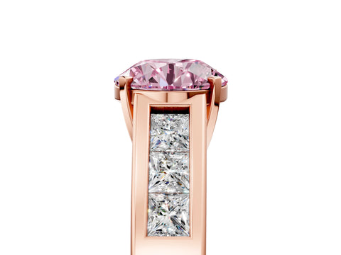 Rose gold Fancy Pink Round Cut Cut Channel Set Solitaire Ring with Four-Prong Setting_5