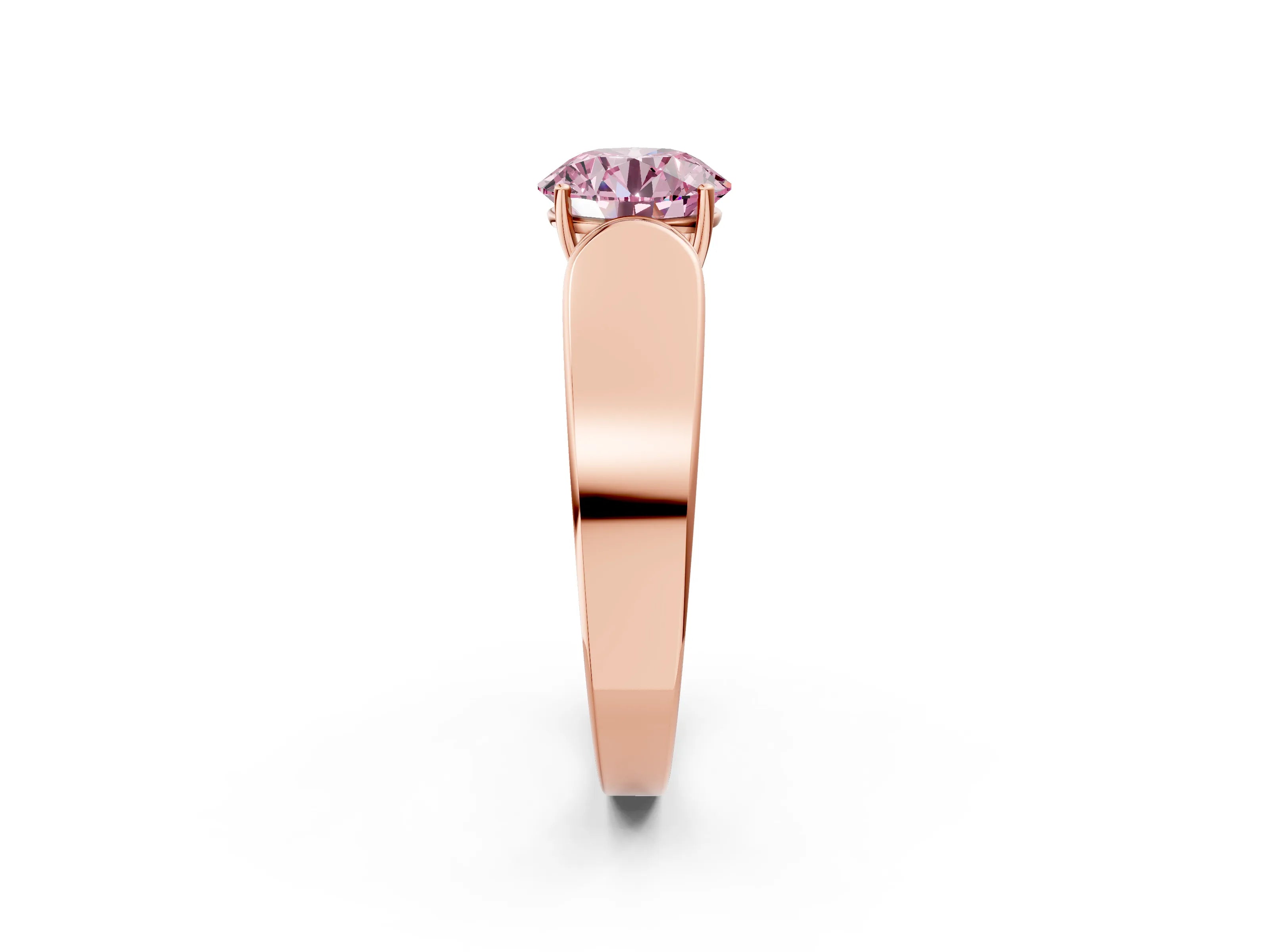 Rose gold Fancy Pink Round Cut Cut Diamond Channel Set Solitaire Ring with Four-Prong Setting_2