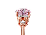 Rose gold Fancy Pink Round Cut Cut Diamond Cluster Ring with Solitaire Band and Four-Prong Setting_17