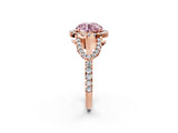 Rose gold Fancy Pink Round Cut Cut Diamond Halo Engagement Ring with Open Split Pavé Band_2