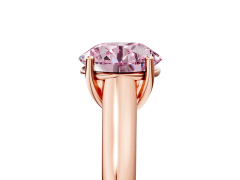 Rose gold Fancy Pink Round Cut Cut Diamond Solitaire Engagement Ring with Tapered Plain Band and Four-Prong Setting_5